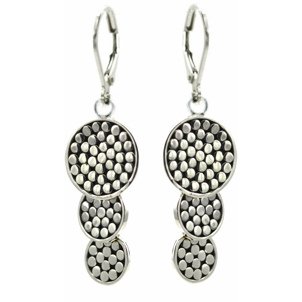 Triple Disc Drop Earrings - Sterling Silver
