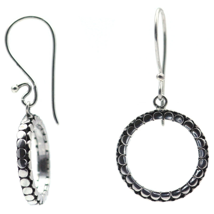 Circle Dotted Earrings - Sterling Silver