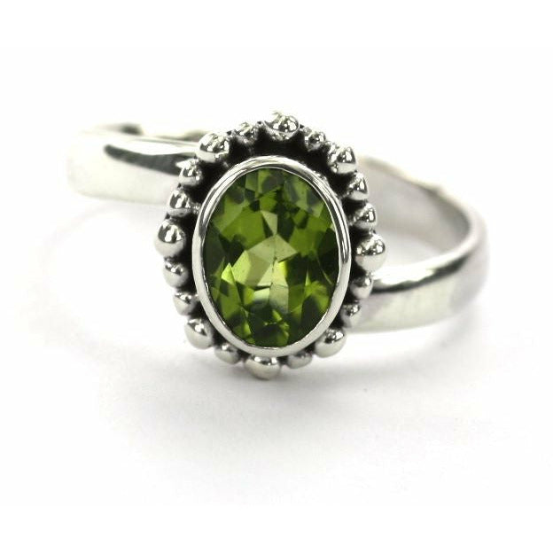 Adjustable Ring with Peridot - Sterling Silver