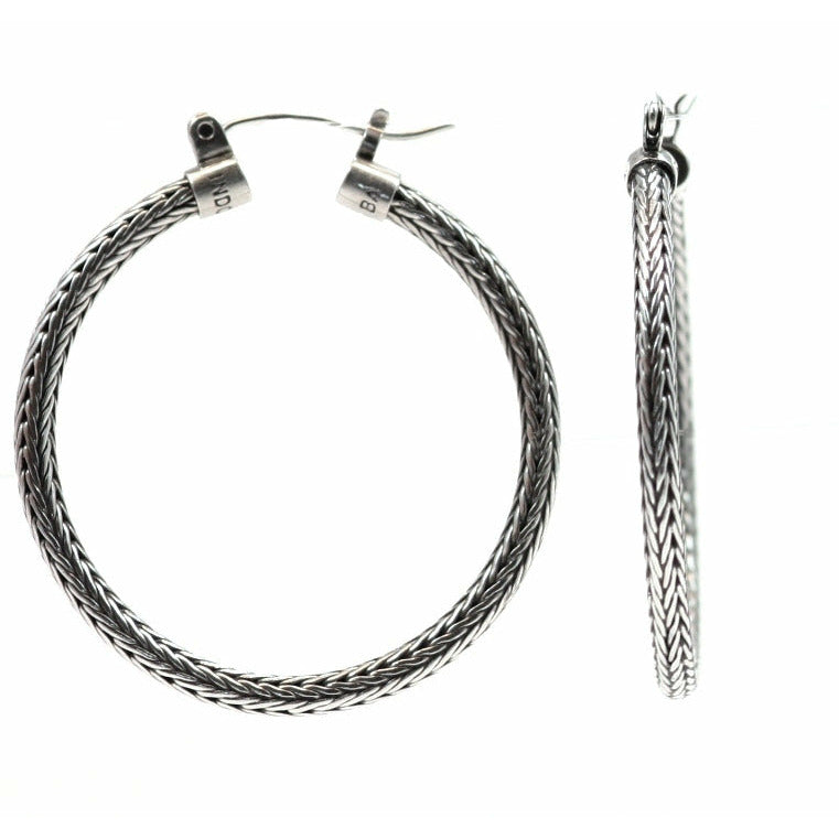 Tulang Naga Bali Hoop Earrings - Sterling Silver