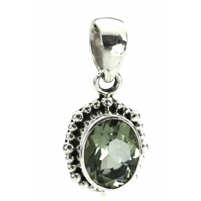 Bali Oval Gemstone Pendant - Sterling Silver