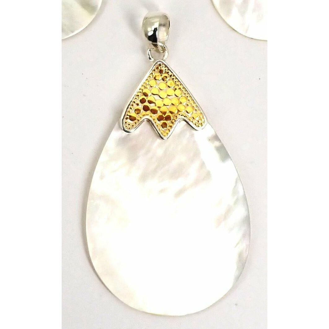 Bali Mother of Pearl Pendant - Sterling Silver and Gold Vermeil