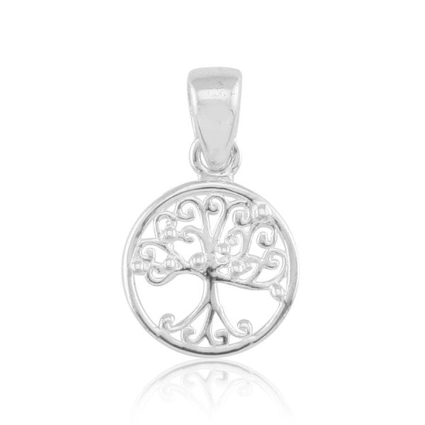 Round Oak Tree Pendant - Sterling Silver