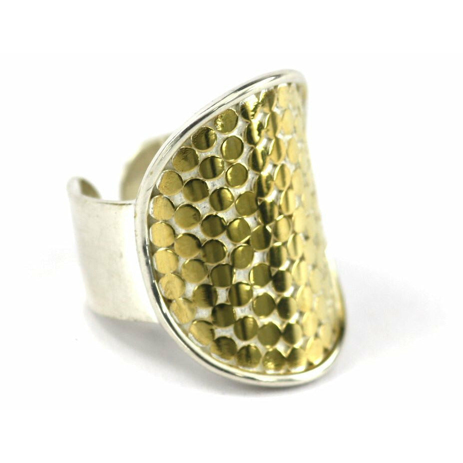 Adjustable Ring with Bali Dots - Sterling Silver or Two-Tone