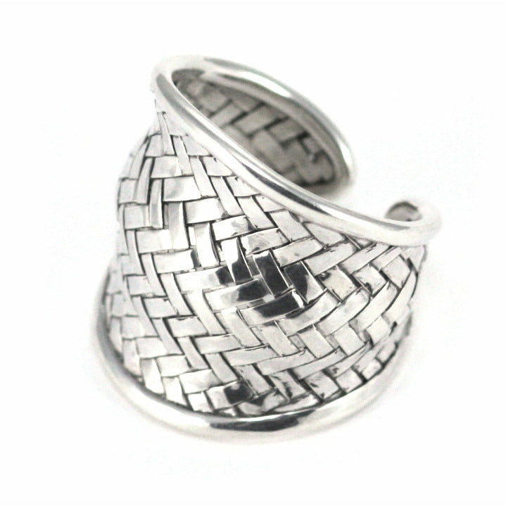 Adjustable Woven Ring - Sterling Silver