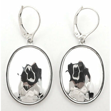 Hammered Oval Earrings - Sterling Silver