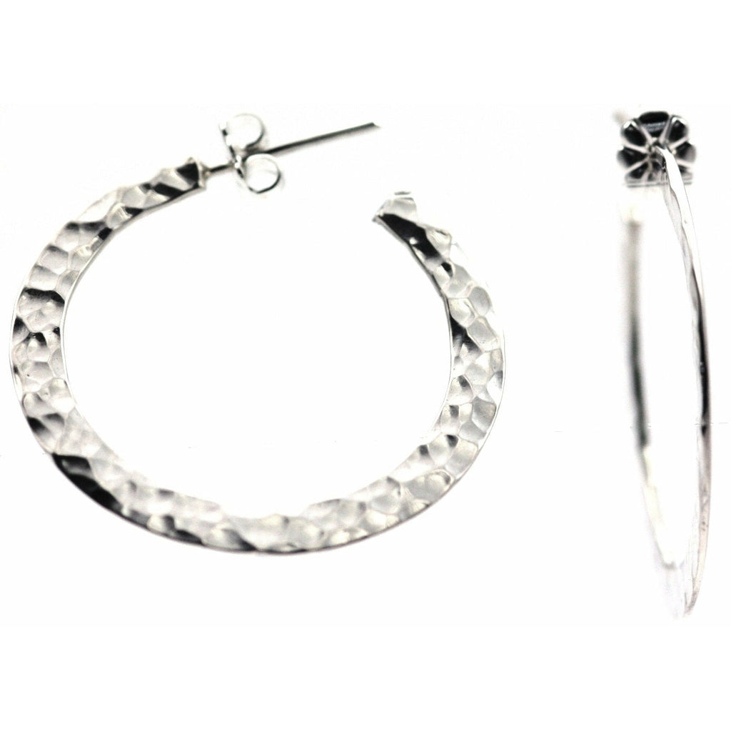 Hammered Round Earrings - Sterling Silver