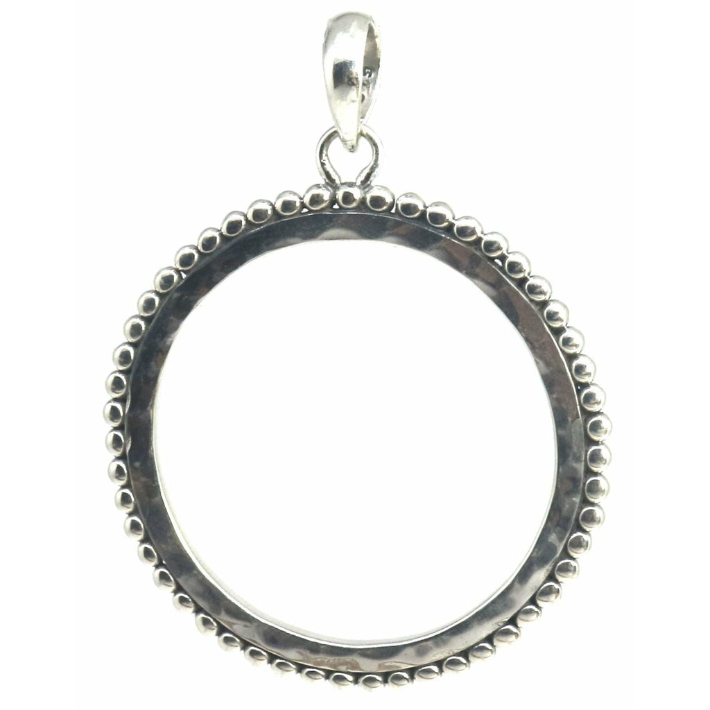 Bali Beaded Round Pendant - Sterling Silver
