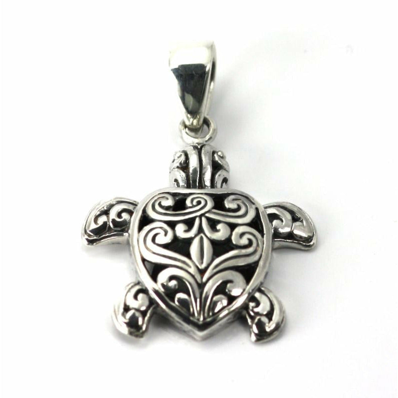Bali Turtle Pendant - Sterling Silver