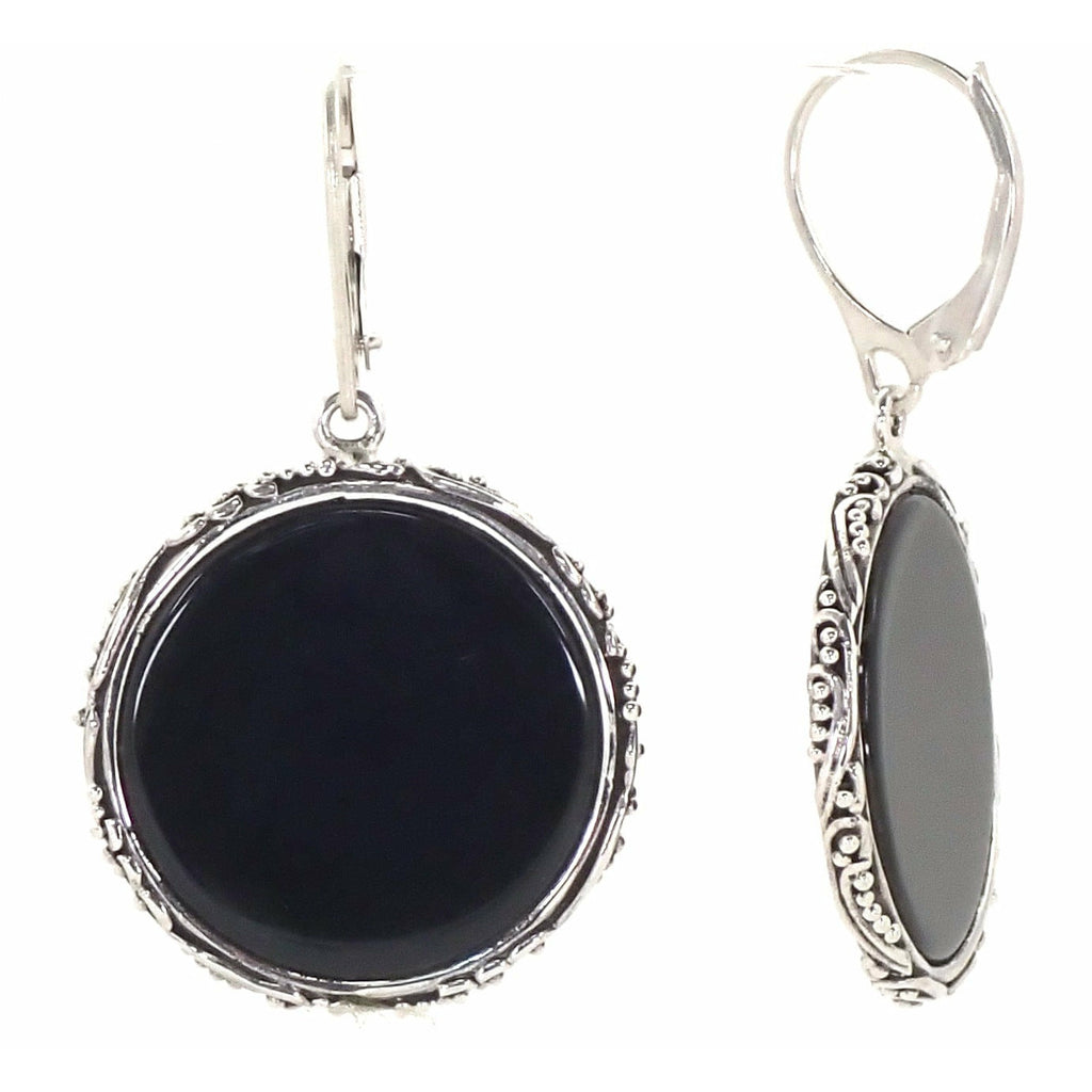 Dangle Earrings with Onyx - Sterling Silver