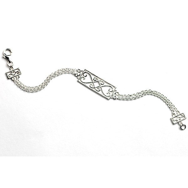 Double Chain Scroll Bracelet - Sterling Silver