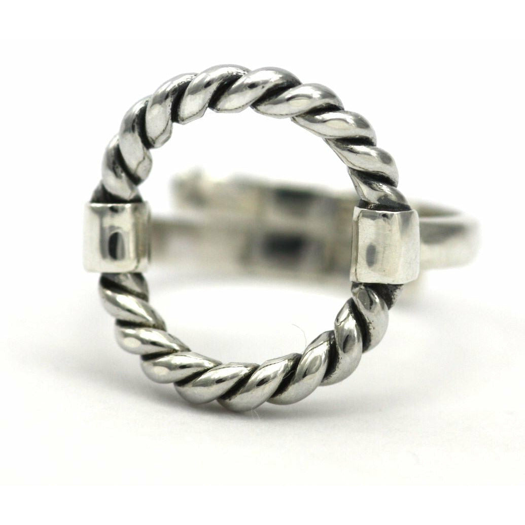 Adjustable Twisted Cable Circle Ring - Sterling Silver