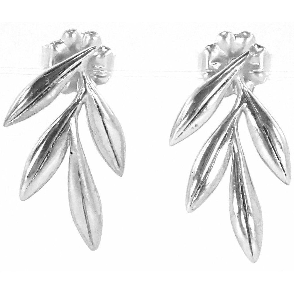 Bamboo Leaves Post Earrings - Sterling Silver
