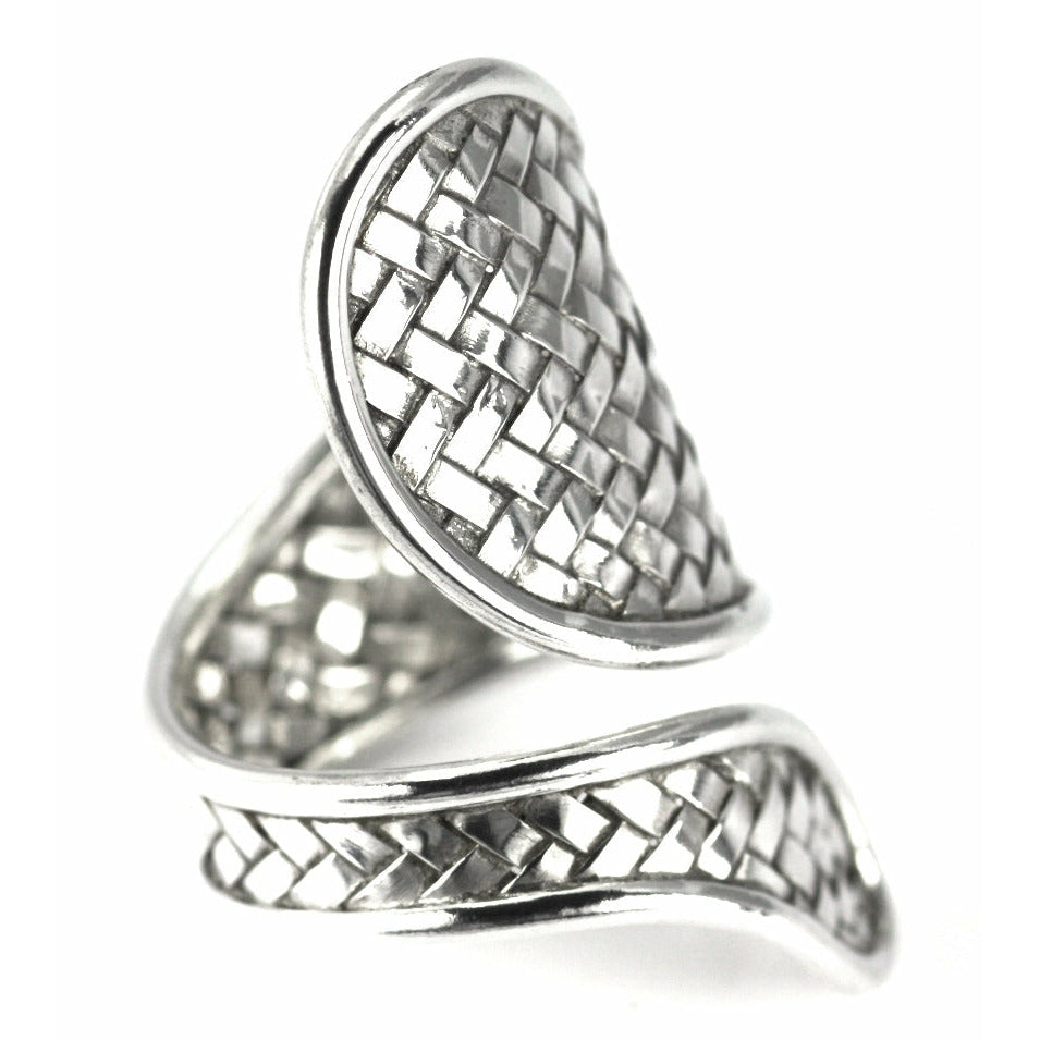 Adjustable Woven Spoon Ring - Sterling Silver