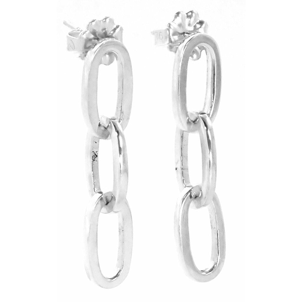 Oval Link Post Bali Earrings - Sterling Silver