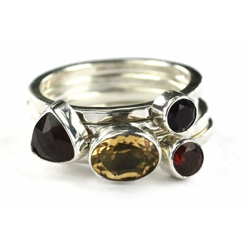 Ring Set with Citrine and Garnet