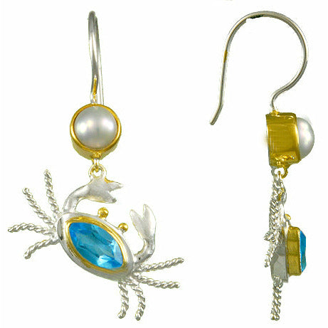 Topaz Crab Pearl Earrings