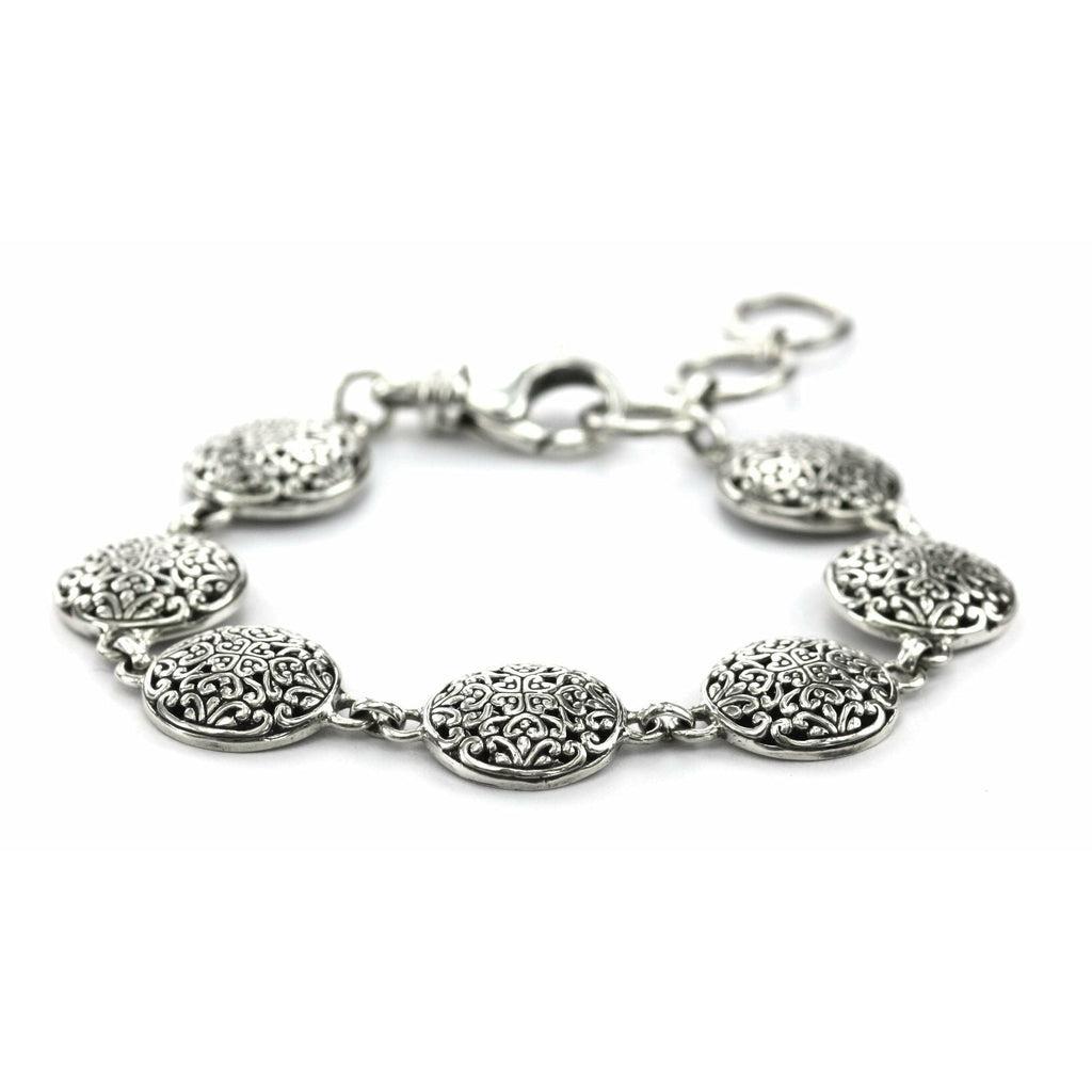 Round Filigree Link Bracelet - Sterling Silver