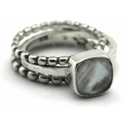 Stack Ring Set with Mother of Pearl Doublet
