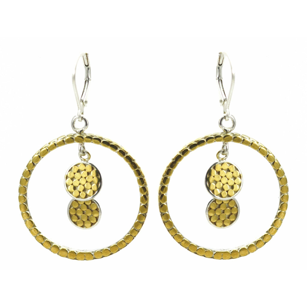 Double Dangle Disc Earrings - Sterling Silver and 18k Gold Vermeil