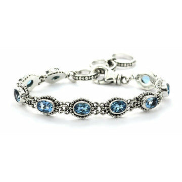 Swiss Blue Topaz Link Bracelet - Sterling Silver