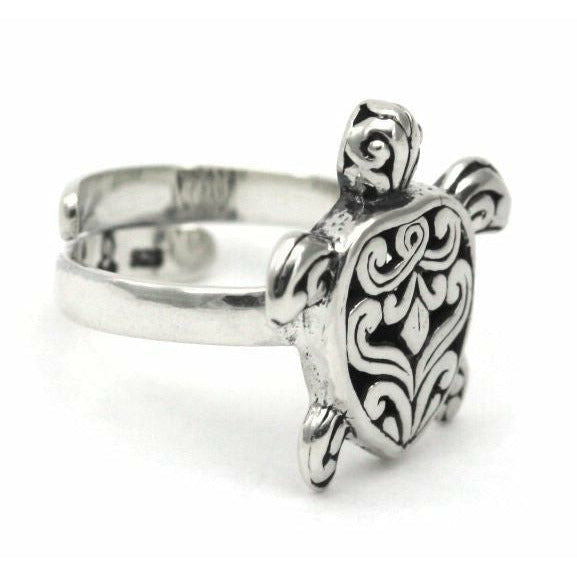Adjustable Sea Turtle Ring - Sterling Silver