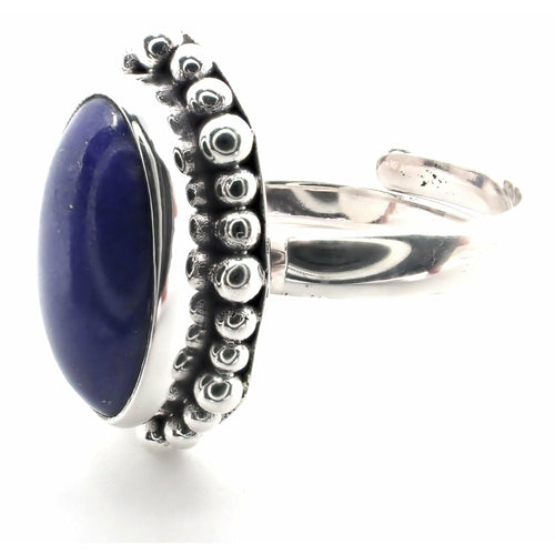 Adjustable Adjustable Ring with Lapis Lazuli - Sterling Silver