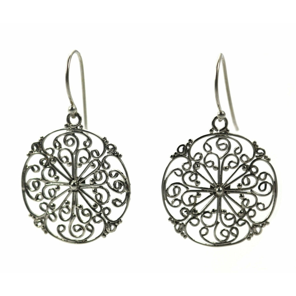 Hand Filigreed Large Earrings - Sterling Silver