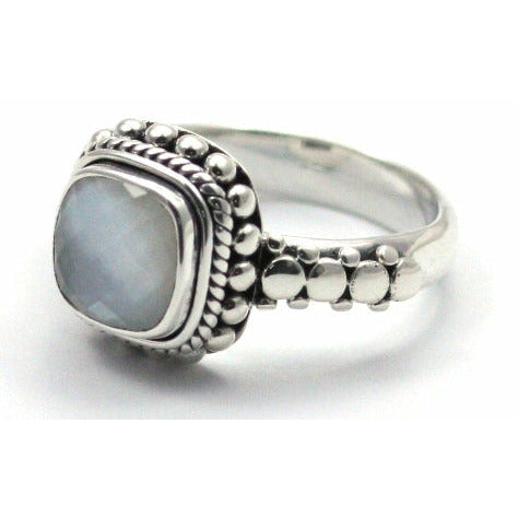 Mother of Pearl Doublet Ring - Sterling Silver