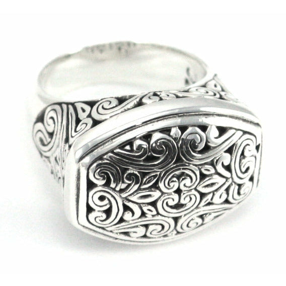 Carved Detail Ring - Sterling Silver