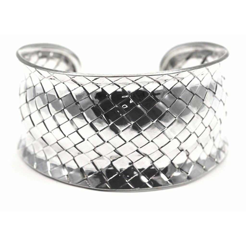 Basket Weave Bali Cuff Bracelet - Sterling Silver