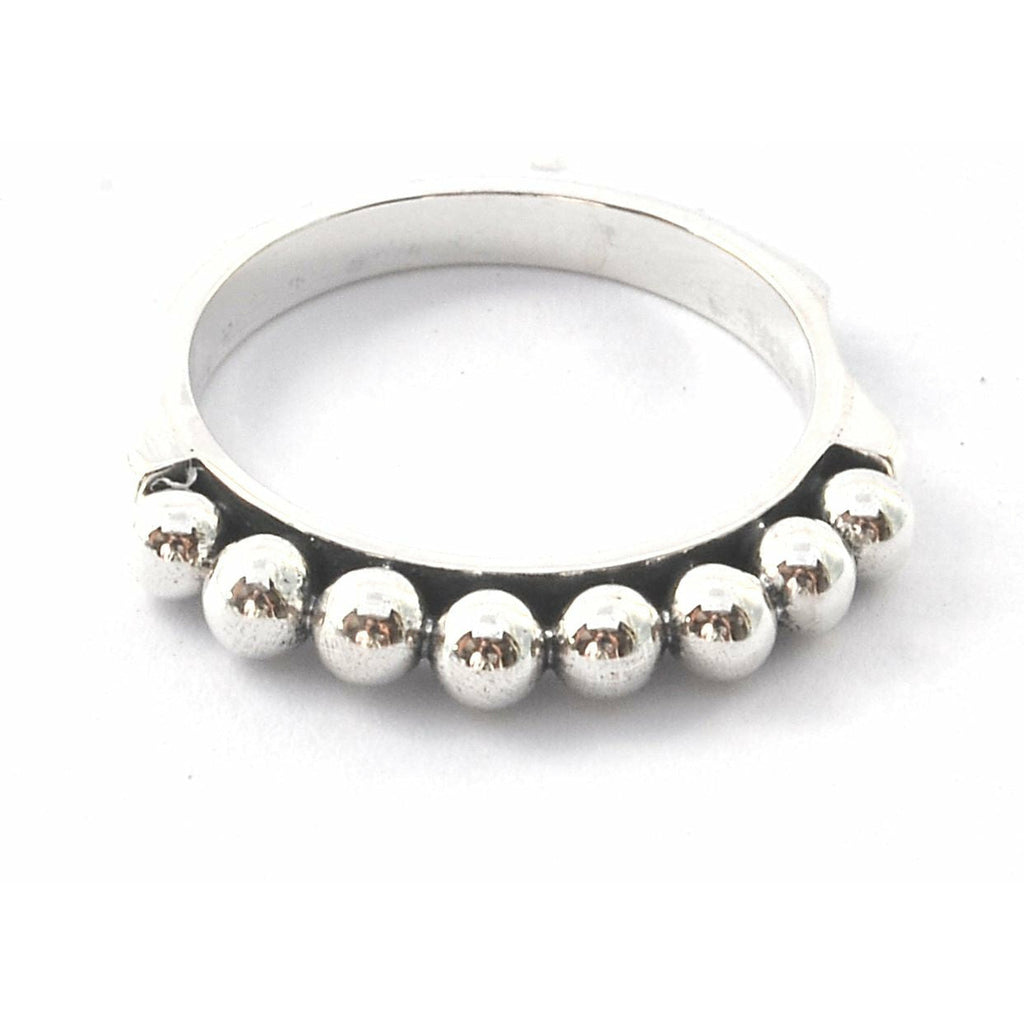 Ring with Comfort Sides and Hand Beaded Design - Sterling Silver