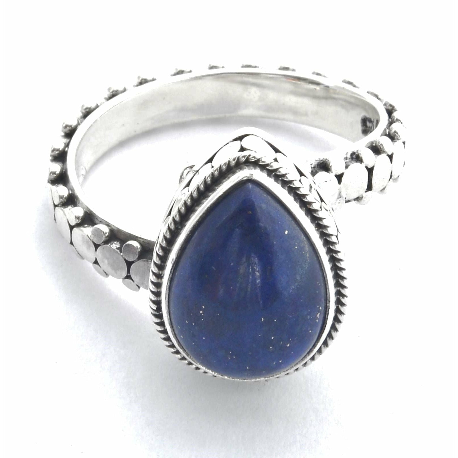 Adjustable Sterling Silver Ring with Lapis - Sterling Silver