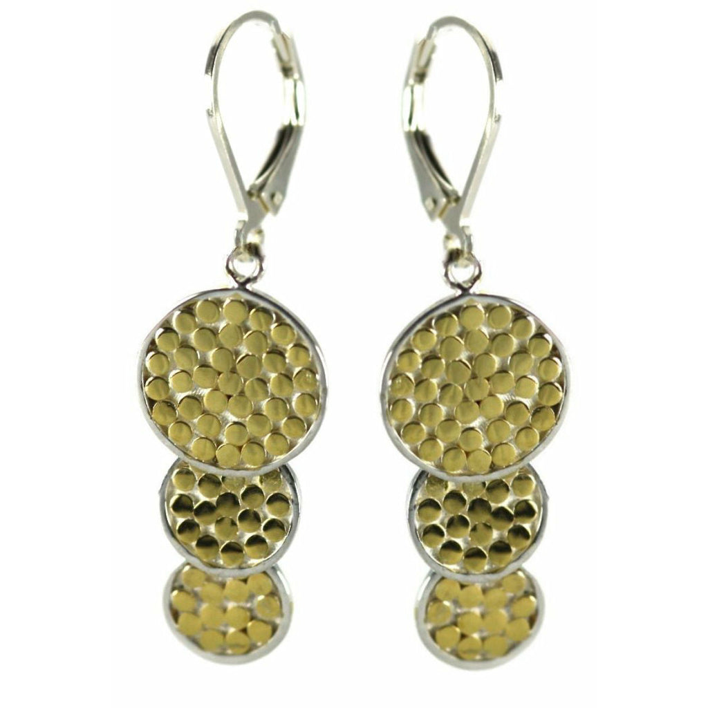 Triple Disc Drop Earrings - Sterling Silver