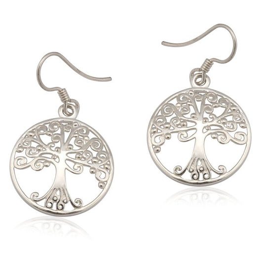 Round Oak Tree Earrings