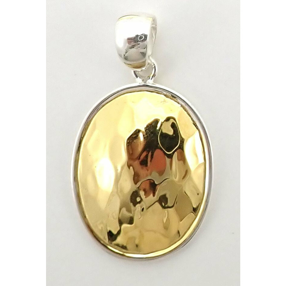 Hammered Oval Pendant - Sterling Silver or Two-Tone