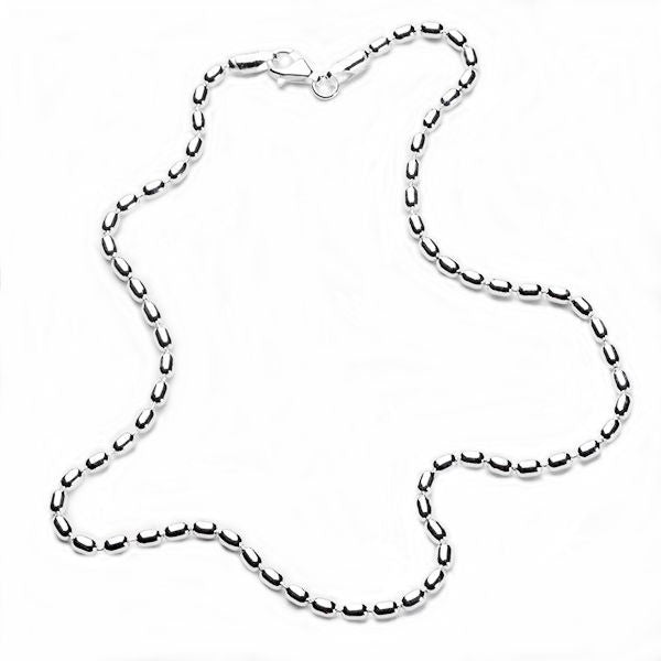 Rice Bead Chain 3mm - Sterling Silver