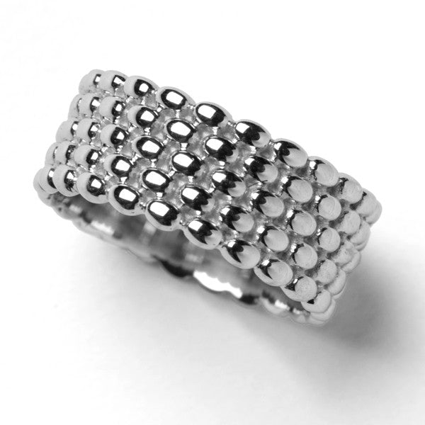 5-Stack Rice Bead Ring - Sterling Silver